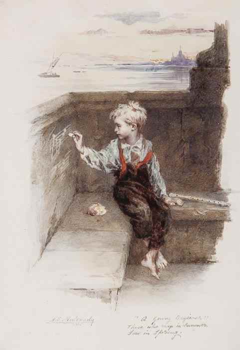 Appraisal: Augustus Edwin Mulready - A Young Beginner watercolour over pencil