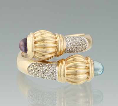 Appraisal: A Ladies' Diamond and Topaz Bypass Ring k yellow gold