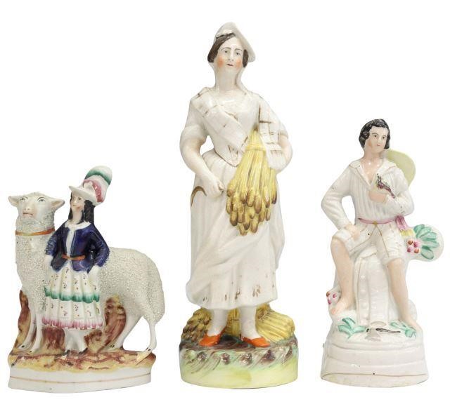 Appraisal: lot of English Staffordshire figural mantel garnitures mid to late