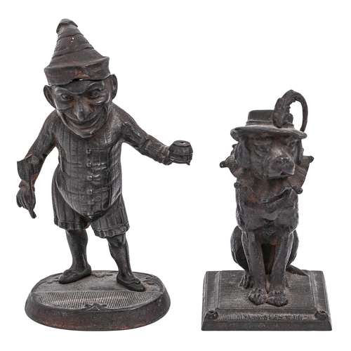 Appraisal: Two German miniature cast iron figural match stands in the