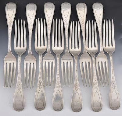 Appraisal: A Set of Twelve Coin Silver Dinner Forks by G