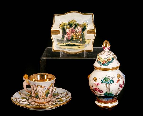 Appraisal: A group of Capodimonte porcelain table articles comprising six demi-tasse