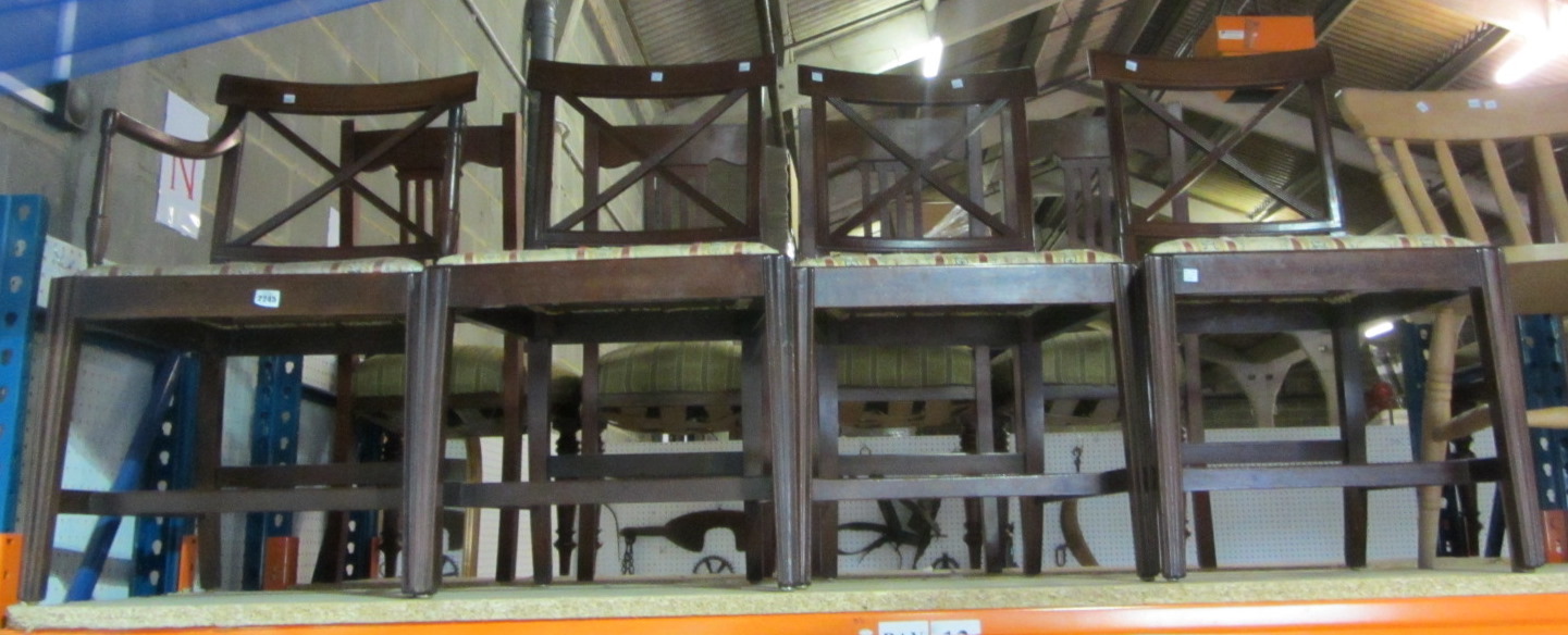 Appraisal: A set of four th century mahogany dining chairs with