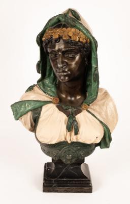 Appraisal: An Orientalist style painted spelter bust of a lady cm