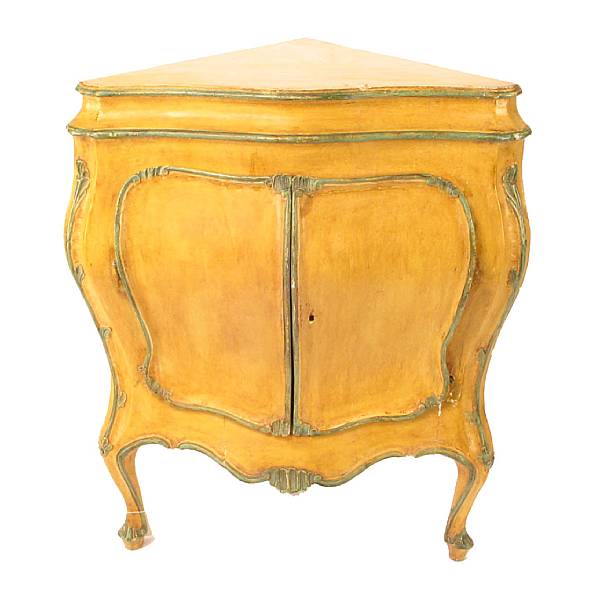 Appraisal: A Florentine style paint decorated corner cabinet height in width