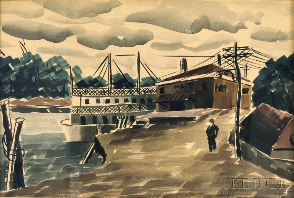 Appraisal: Hobson Lafayette Pittman American - Riverboat at Dock Signed and