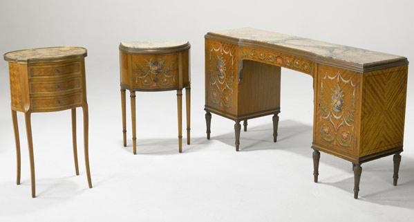 Appraisal: FRENCH STYLE FURNITURE Three pieces include Louis XVI-style dressing table