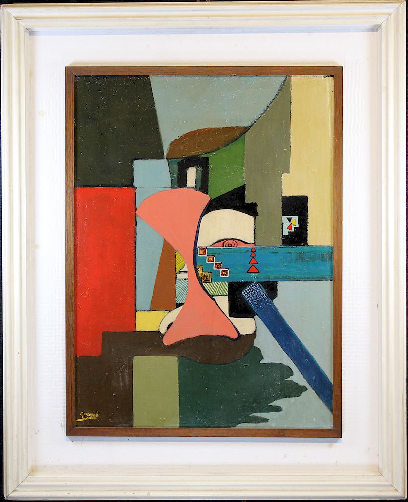 Appraisal: Signed th C Italian Cubist Abstract Painting Signed th C