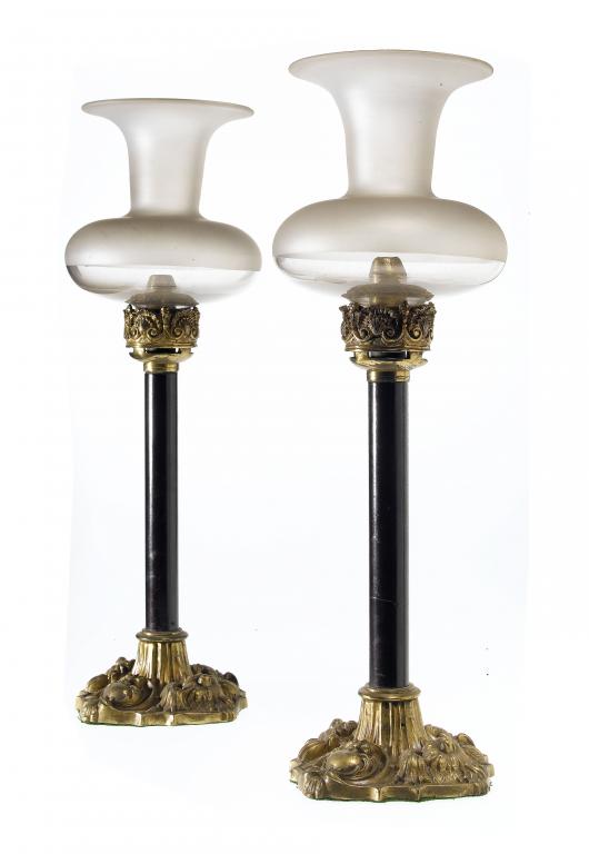 Appraisal: A PAIR OF EARLY VICTORIAN ORMOLU EMBOSSED GILT BRASS AND