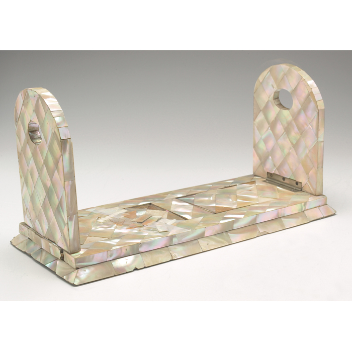 Appraisal: Mother of Pearl bookstand inlaid inmother of pearl with hinged