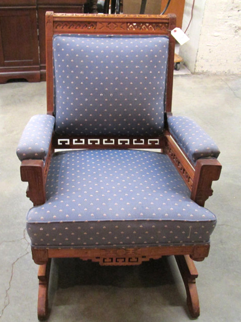 Appraisal: VICTORIAN WALNUT PLATFORM ROCKER Charles Eastlake design c having a