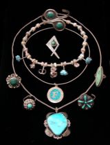 Appraisal: A Fifth Group of Sterling Jewelry Items include Native American