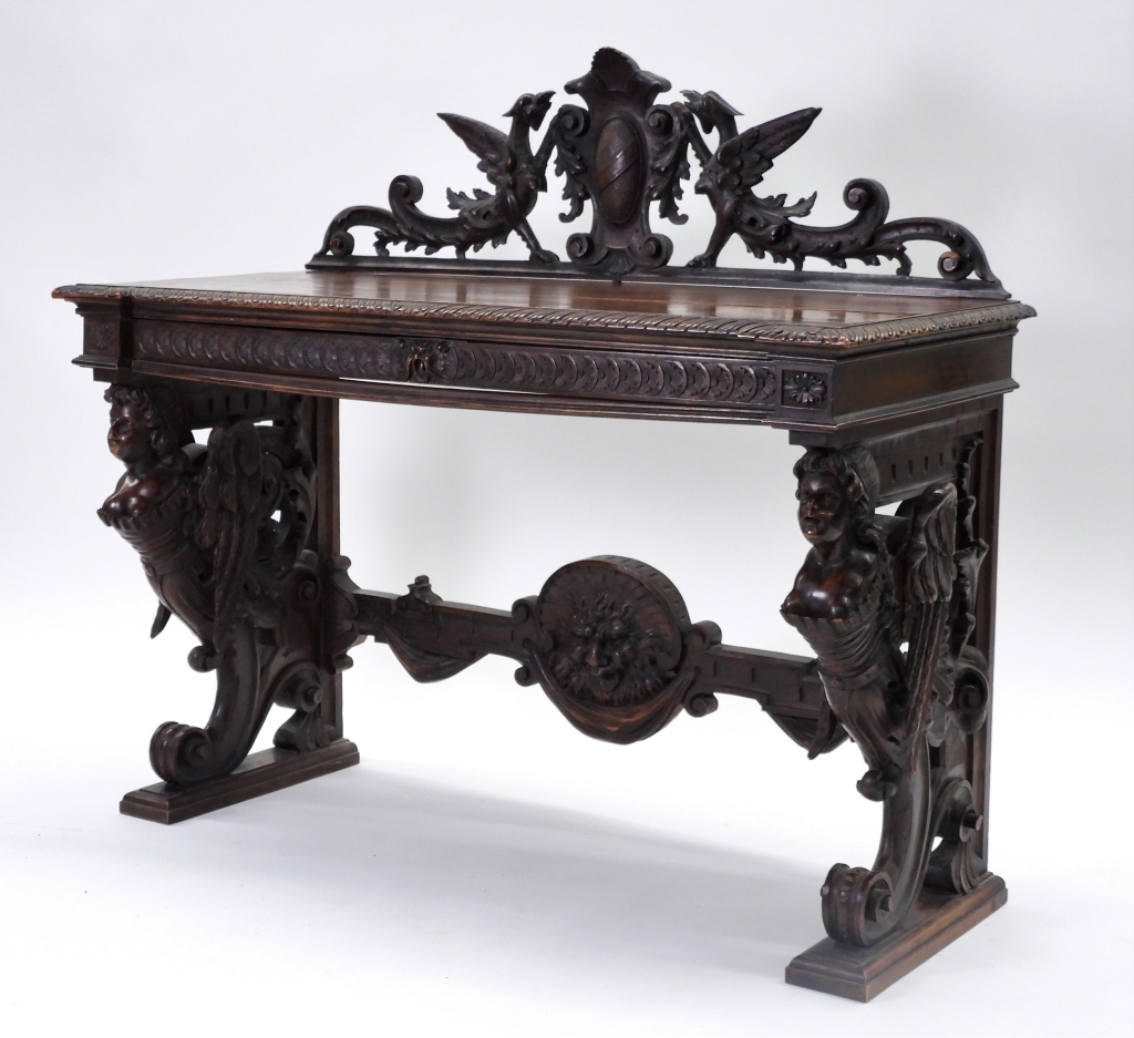 Appraisal: ATTR R J HORNER ORNATELY CARVED VICTORIAN DESK United States