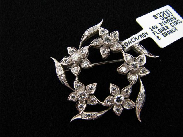 Appraisal: Lady's k WG Diamond Flower Circle Brooch