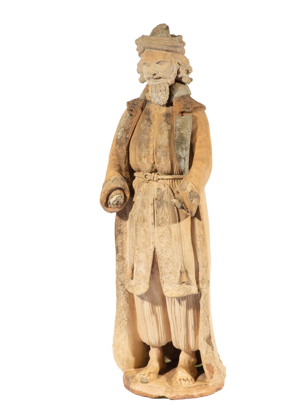 Appraisal: Continental Terracotta Garden Statue modeled as a bearded robed man