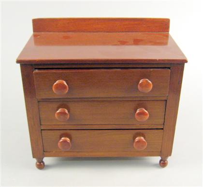 Appraisal: Miniature English mahogany chest of drawers The rectangular molded top