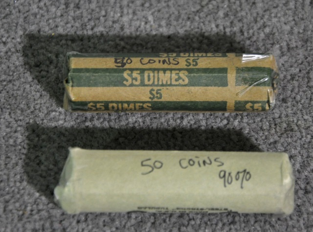 Appraisal: Two Rolls Silver Roosevelt Dimes coins total With various dates