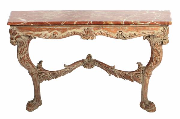 Appraisal: A George II style partially paint decorated pine console table