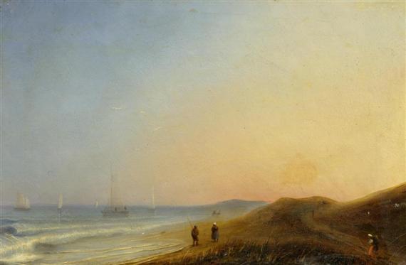 Appraisal: GUDIN HENRIETTE - Paris Coastal landscape at sunset Oil on