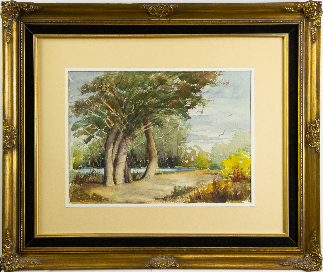 Appraisal: WATERCOLOR FRED HOFSAS Fred Hofsas American th century Trees along