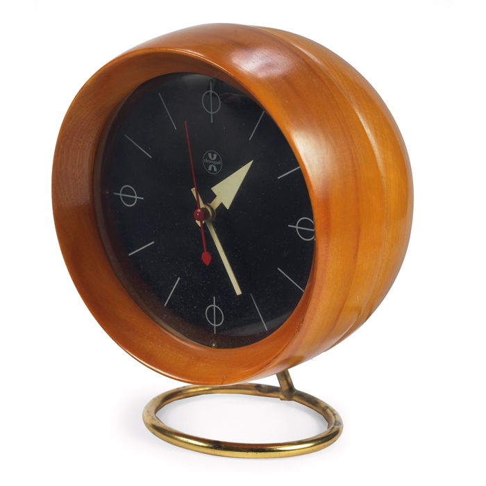 Appraisal: George Nelson table clock by Howard Miller round birch wood