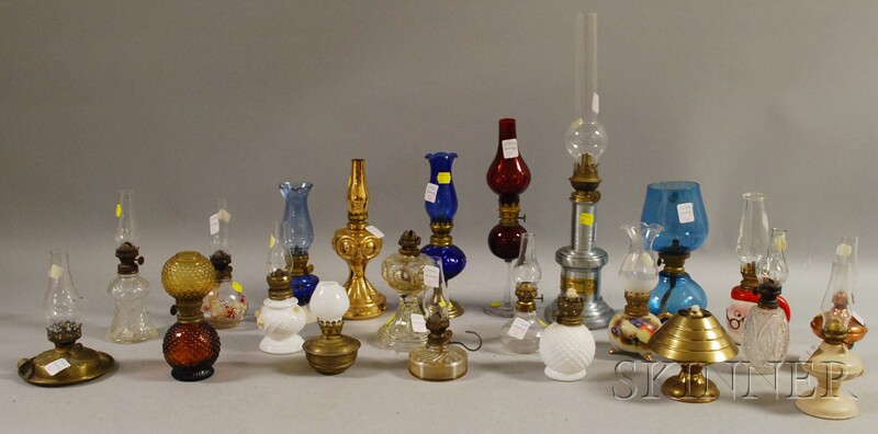 Appraisal: Twenty-two Mostly Late Victorian Small Oil Lamps and Four Metal