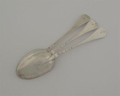 Appraisal: A rare set of three Hanoverian tablespoon with plain rattails