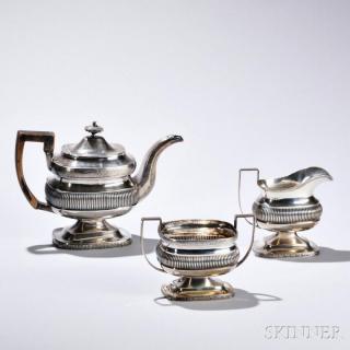 Appraisal: Assembled Three-piece American Silver Tea Service each squat and urn-form