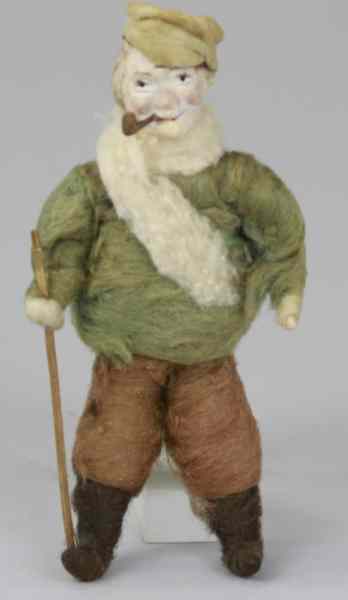 Appraisal: SPUN COTTON HIKER WITH PIPE Germany composition head man with