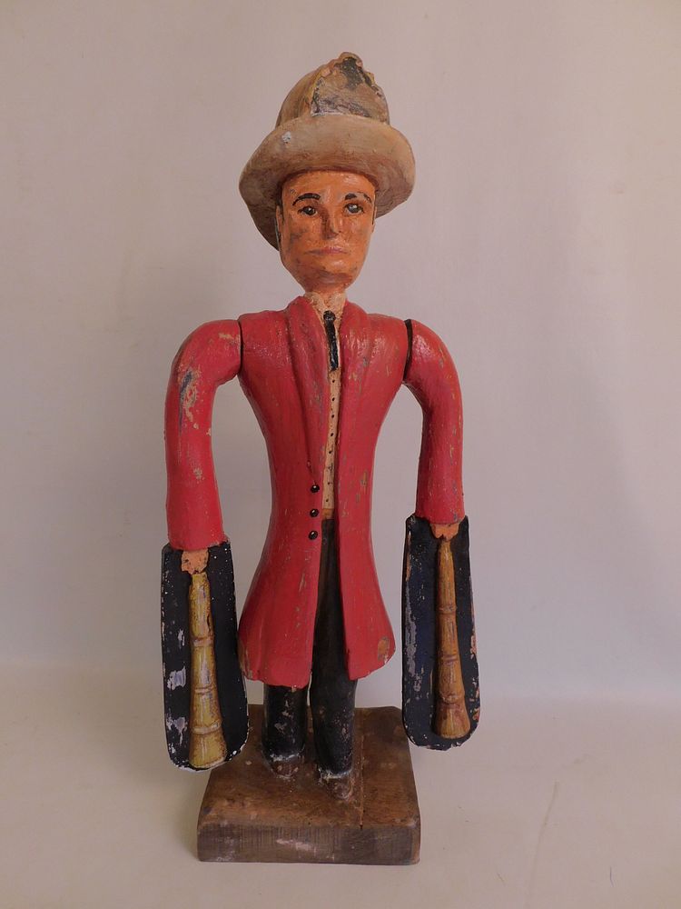 Appraisal: OLD PAINTED WOOD WHIRLIGIG - FIREMAN Old painted wood whirligig