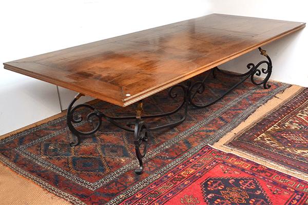 Appraisal: A FRENCH PROVINCIAL STYLE REFECTORY TABLE with a rectangular three