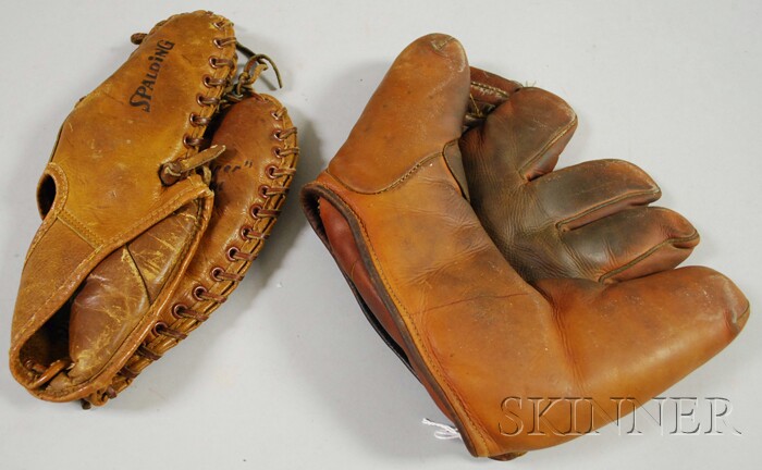 Appraisal: Two Vintage Leather Baseball Gloves a Nokona Leather Goods Nokona