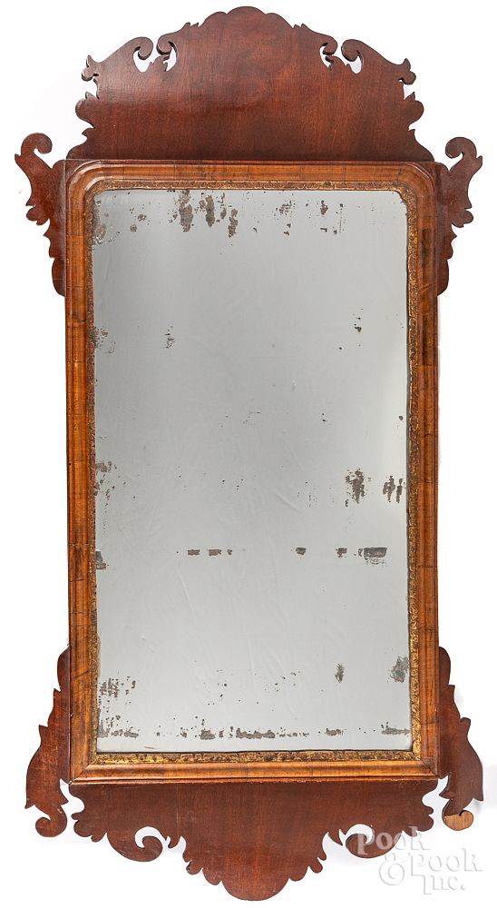 Appraisal: Chippendale mahogany looking glass late th c Chippendale mahogany looking