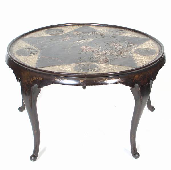 Appraisal: A round Chinese laquered low table height in diameter in