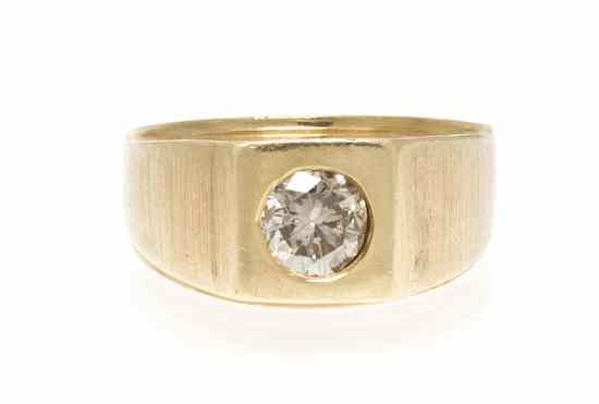 Appraisal: A Karat Yellow Gold and Diamond Ring containing one round