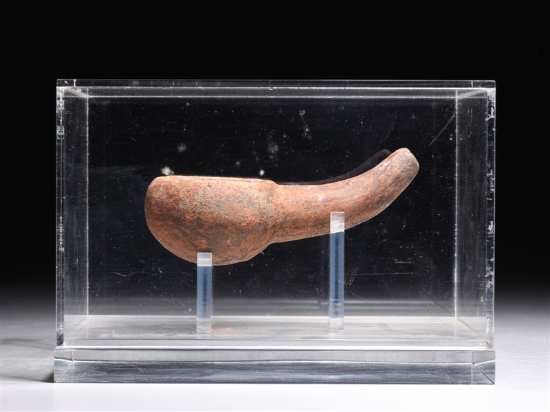 Appraisal: Pre-Columbian ceramic pipe in custom display case overall good condition