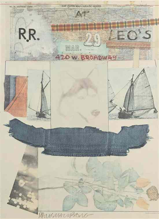 Appraisal: Robert Rauschenberg American - At Leo's poster signed Rauschenberg lower