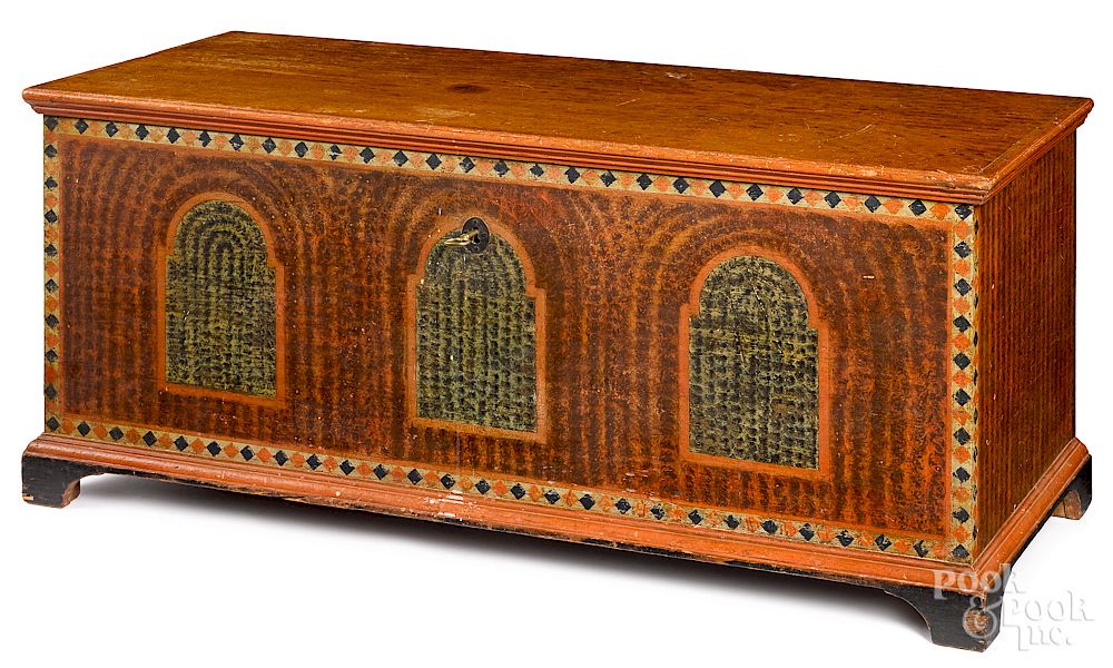 Appraisal: Pennsylvania painted pine dower chest Pennsylvania painted pine dower chest