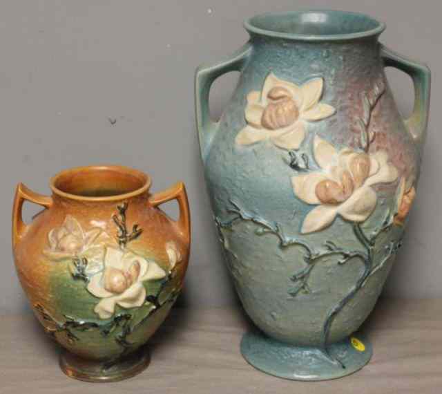 Appraisal: Lot of Art Pottery Roseville Vases Includes an orange Magnolia