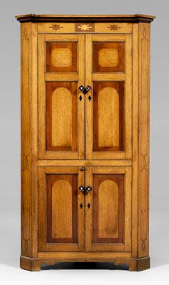 Appraisal: Inlaid Georgian corner cupboard oak with walnut and light wood