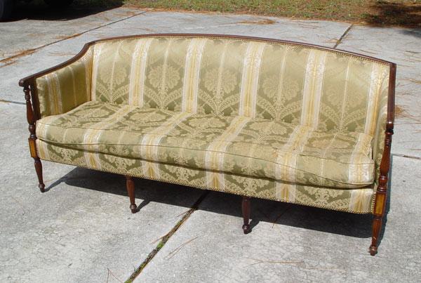 Appraisal: HICKORY CHAIR CO SHERATON STYLE SOFA Slender reeded legs wood