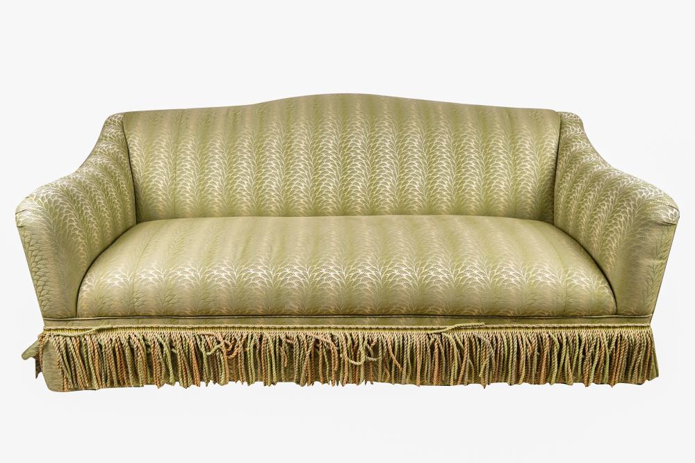 Appraisal: FERN PRINT UPHOLSTERED SOFAwith attached and fitted cushion inches wide