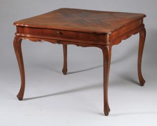 Appraisal: Parquetry inlaid game table Parquetry inlaid game table the square