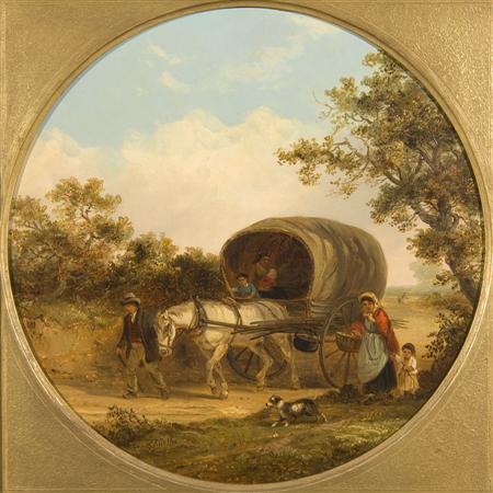 Appraisal: THOMAS SMYTHE - TRAVELLERS ON THE ROAD Signed oil on