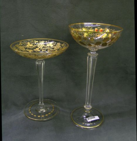 Appraisal: Two Hand Decorated Pedestal Compotes including '' with fruit and