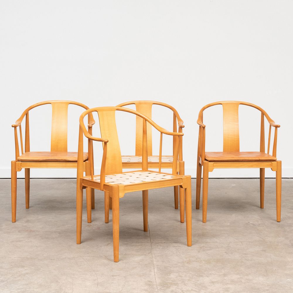 Appraisal: Set of Four Hans J Wegner Cherry 'Chinese' Armchairs With