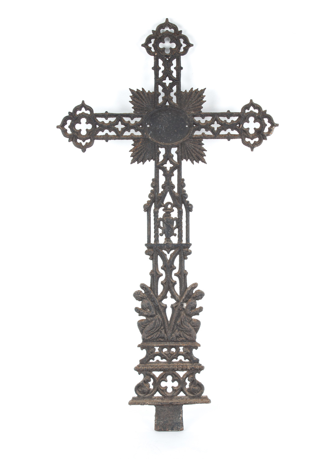 Appraisal: Victorian Gothic cast iron cross large cast cross with figural