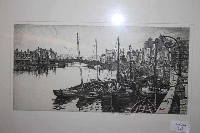 Appraisal: Kenneth Holmes British - A view of Whitby harbour signed