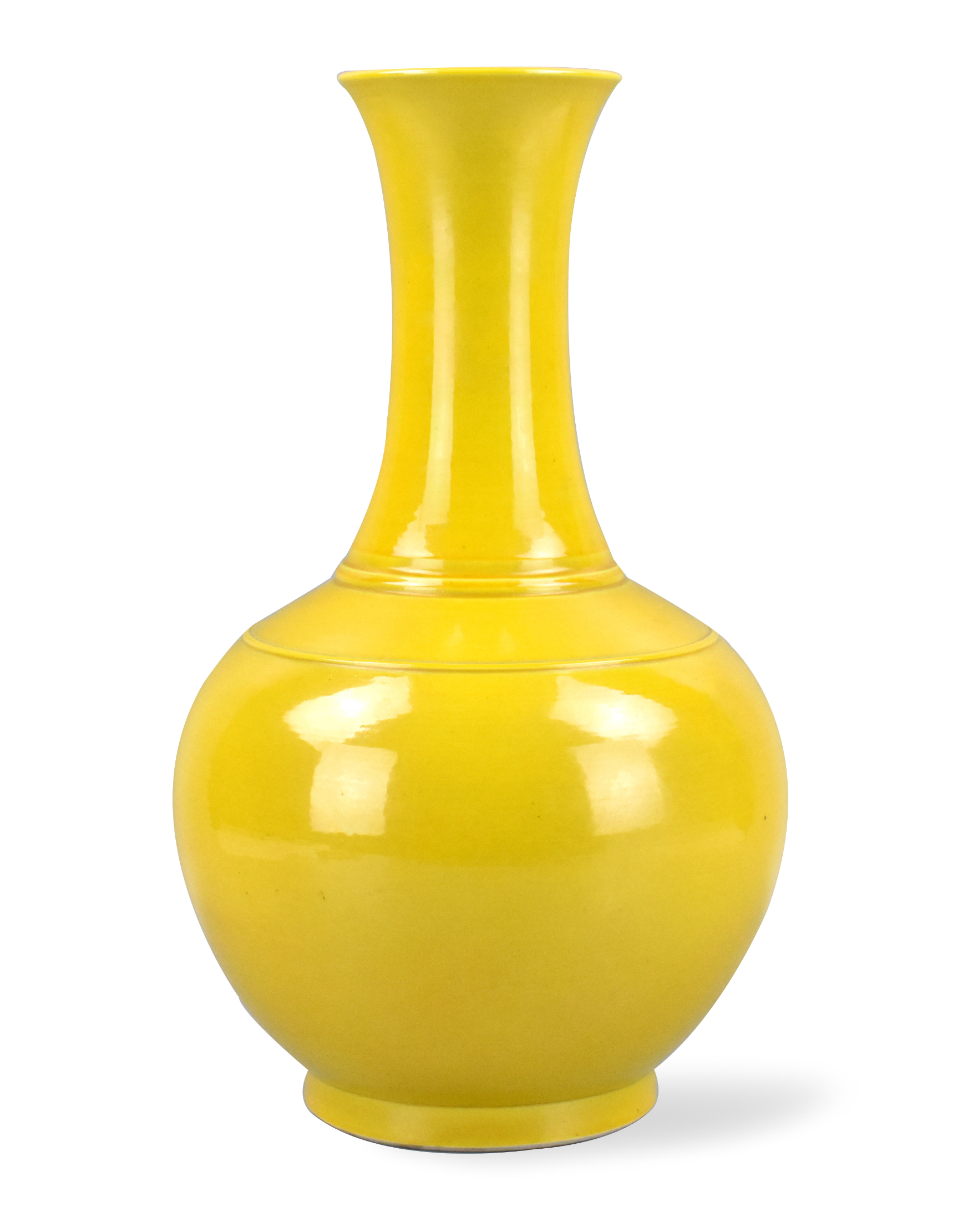 Appraisal: A Chinese yellow glazed globular base This globular vase has