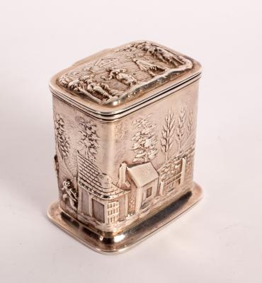 Appraisal: A rectangular silver tea caddy John Aldwinckle Thomas Slater London